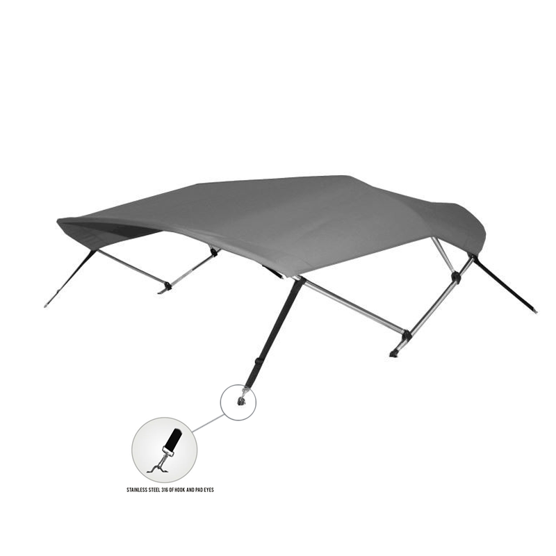 Aluminium Round Tube 3 Bow Bimini Top with 4 straps