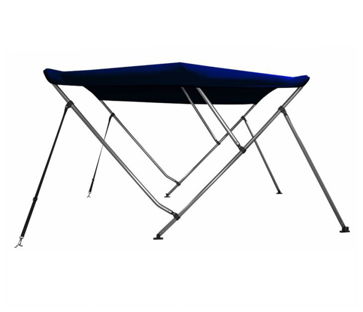 Aluminium Round Tube 3 Bow Bimini Top with 2 Adjustable Straps and 2 Rear Support Poles